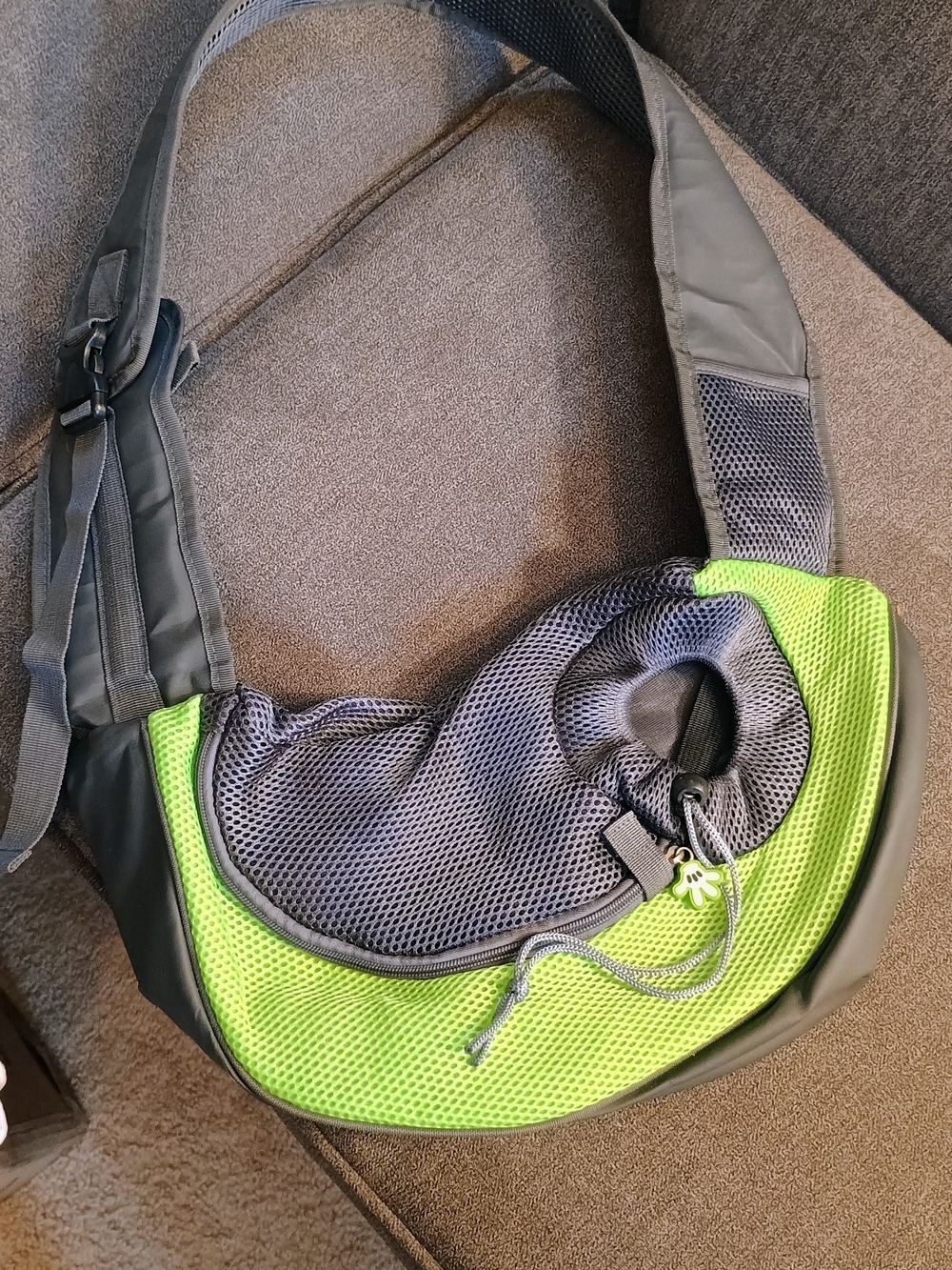 ComfortMesh Pet Sling Carrier in Neon Green and Gray